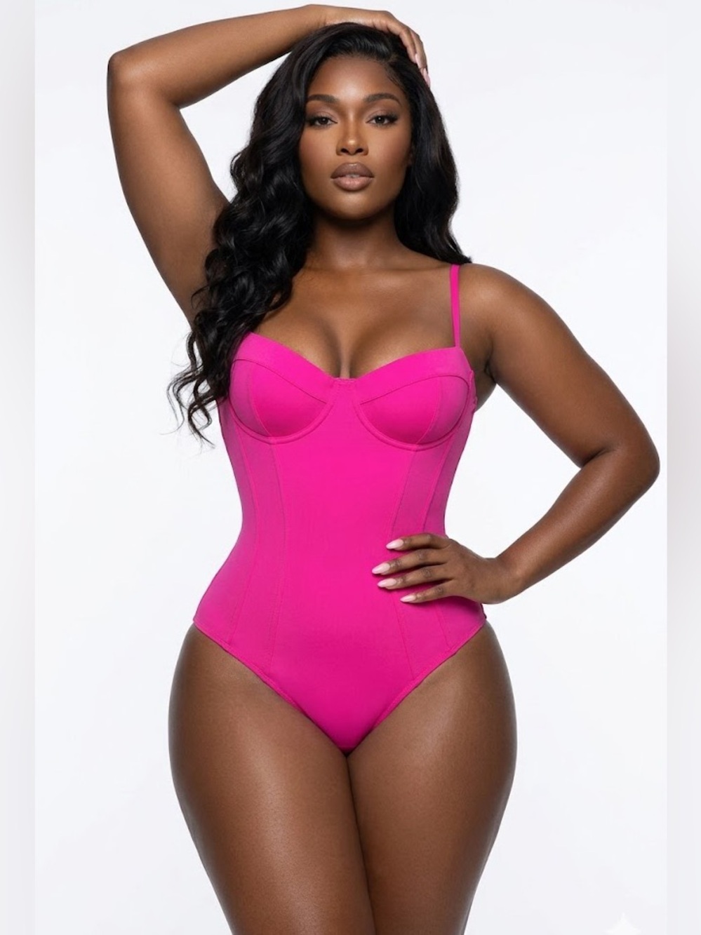 NWT Ta3 Pink Pushy One-Piece Shapeware Swimsuit UPF 50+ Womens Size Large Short